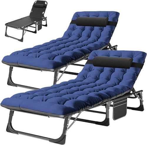 ABORON 2PK Heavy Duty Tanning Chair, 5-Gear Outdoor Folding Chaise Lounge Chair by ABORON
