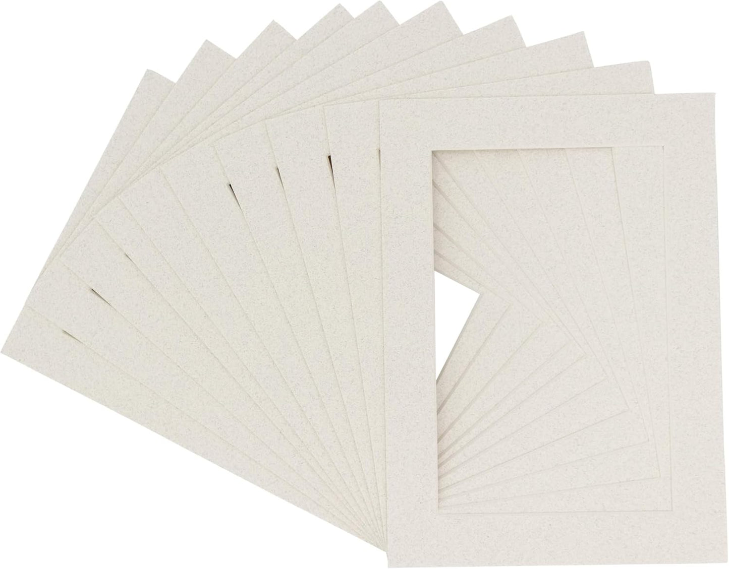 Pack of Ten Acid Free 8x10 Mats Bevel Cut for 5x8 Photos - Oyster Shell White Precut Matboards With Backing Boards and Self Seal Photo Mat Bags For Pictures, Photos, Framing - 4-ply Thickness