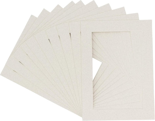 Pack of 25 Acid Free 8x10 Mats Bevel Cut for 5x8 Photos - Oyster Shell White Precut Matboards With Backing Boards and Clear Photo Mat Bags For Pictures, Photos, Framing - 4-ply Thickness