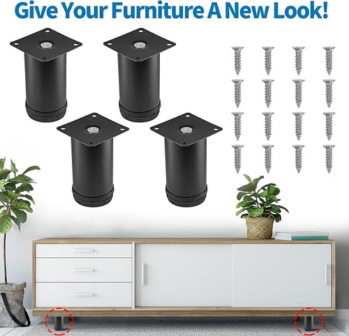 4 Inch Metal Furniture Legs Stainless Steel Adjustable Legs Black Metal Legs - Image 2