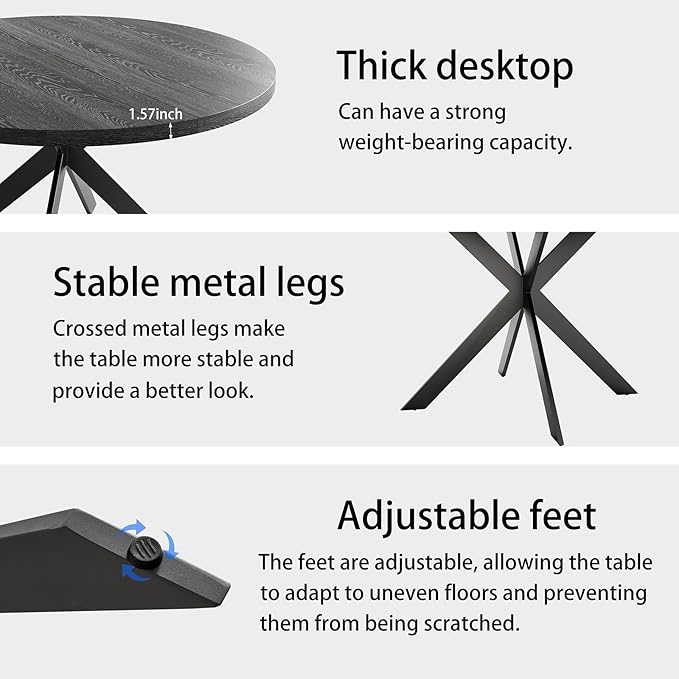 Zerifevni 45.3" Round Dining Table Set - Image 4