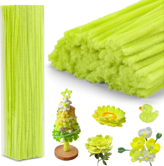 200PCS Pipe Cleaners, Yellow Pipe Cleaners Chenille Stem, Fuzzy Sticks Pipe Cleaners Craft Supplies for DIY Arts Crafts Project