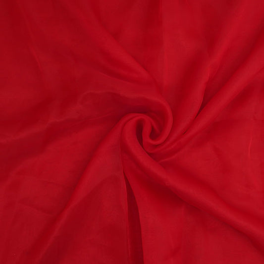 Organza Fabric 5 Yard Bridal Solid Sheer Organza Fabric Bolt for Wedding Dress, Fashion, Crafts, Decorations Silky Shiny Organza 44" - (5 Yard, Red)
