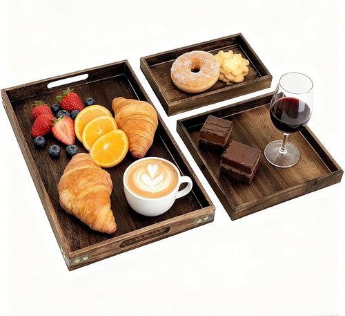 3-Piece Wooden Serving Tray Set by AzulHome