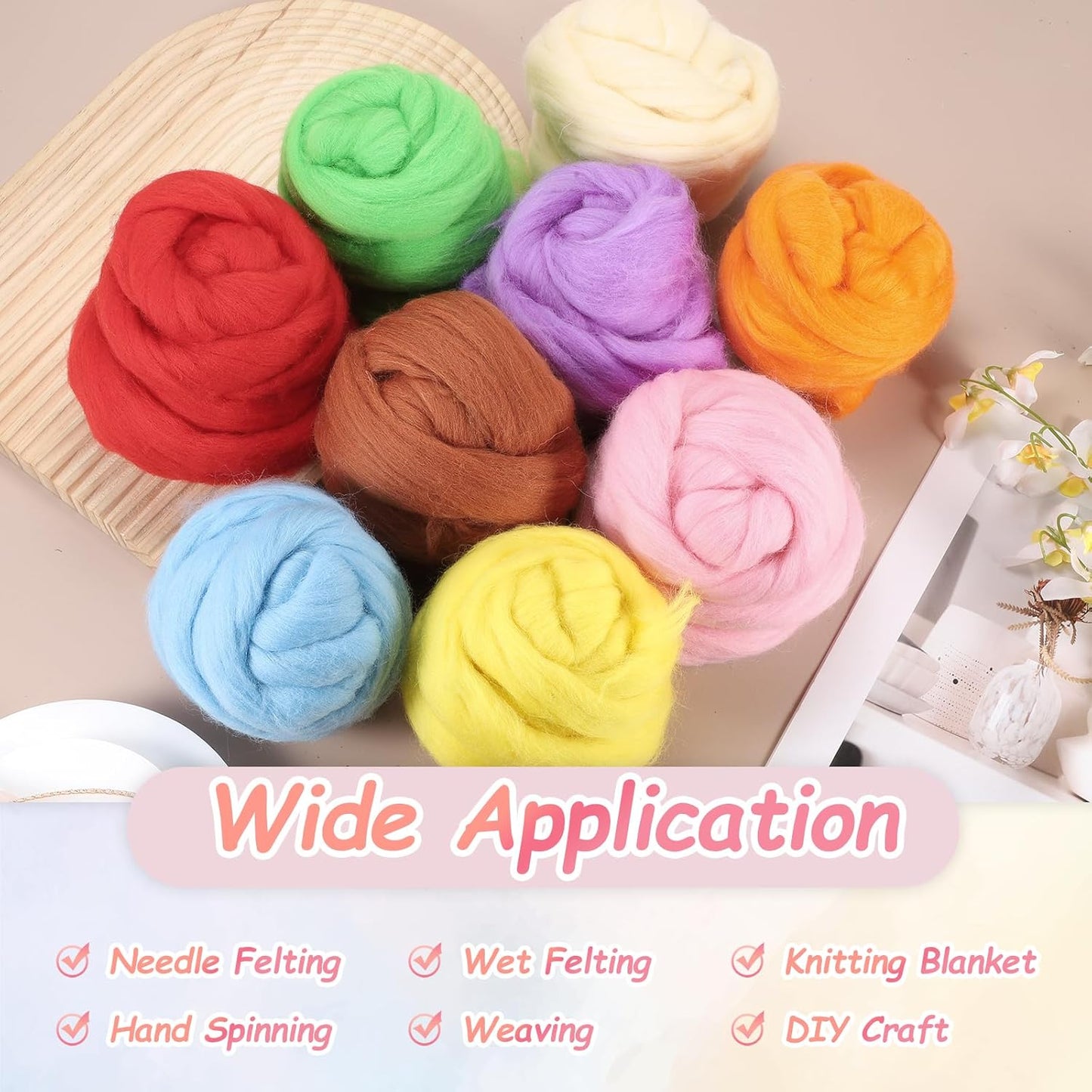 PATIKIL Wool Roving Yarn, 250G/8.8OZ Felting Wool Pure Roving Yarn, Purple