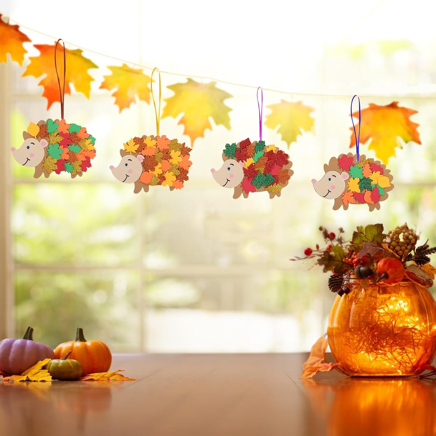 Fennoral 12 Pack Hedgehog Crafts for Kids Make You Hedgehog Foam Stickers DIY Autumn Art and Craft for Boys Girls Party Supply Art Activities Birthday Gifts Fall Thanksgiving Decoration