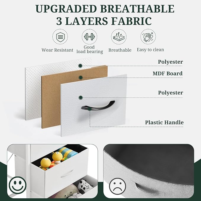 8-Drawer Dresser for Bedroom, Anti-Tip Tall Storage Organizer Chest of Drawers - Image 6