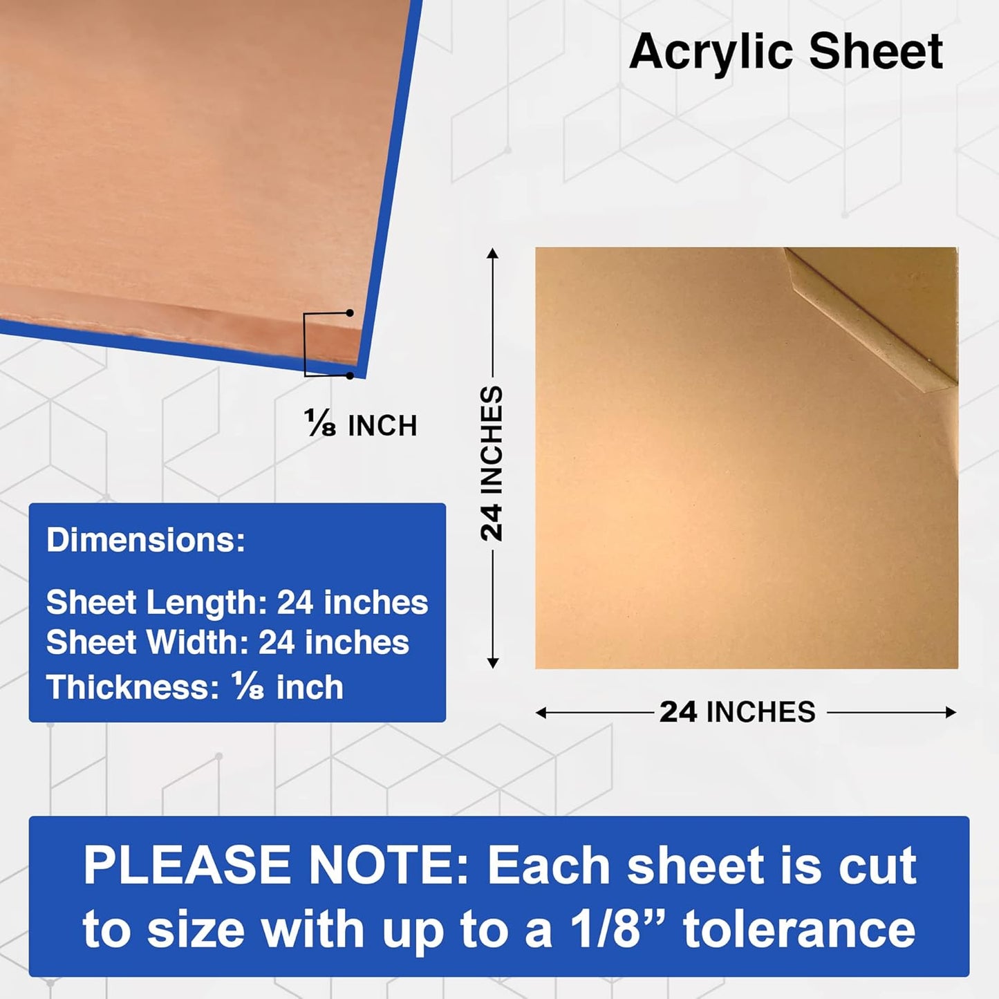 Duco USA-Made Clear Cast Acrylic Sheet 1/8 Inch Thick 24" x 24" - 2 Pack of Transparent Plexiglass Sheet - Lightweight Acrylic Board for Window Replacements, Displays, Signs, and More