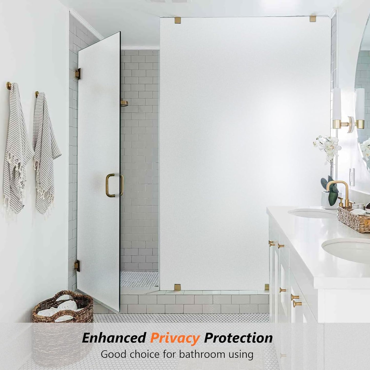 Kromapolis Window Privacy Film Frosted Glass Window Film, Heat Blocking Privacy Film for Glass Windows, Static Cling Non-Adhesive Frosting Window Stickers for Door Home (Frosted, 17.5 x 78.7 inch)