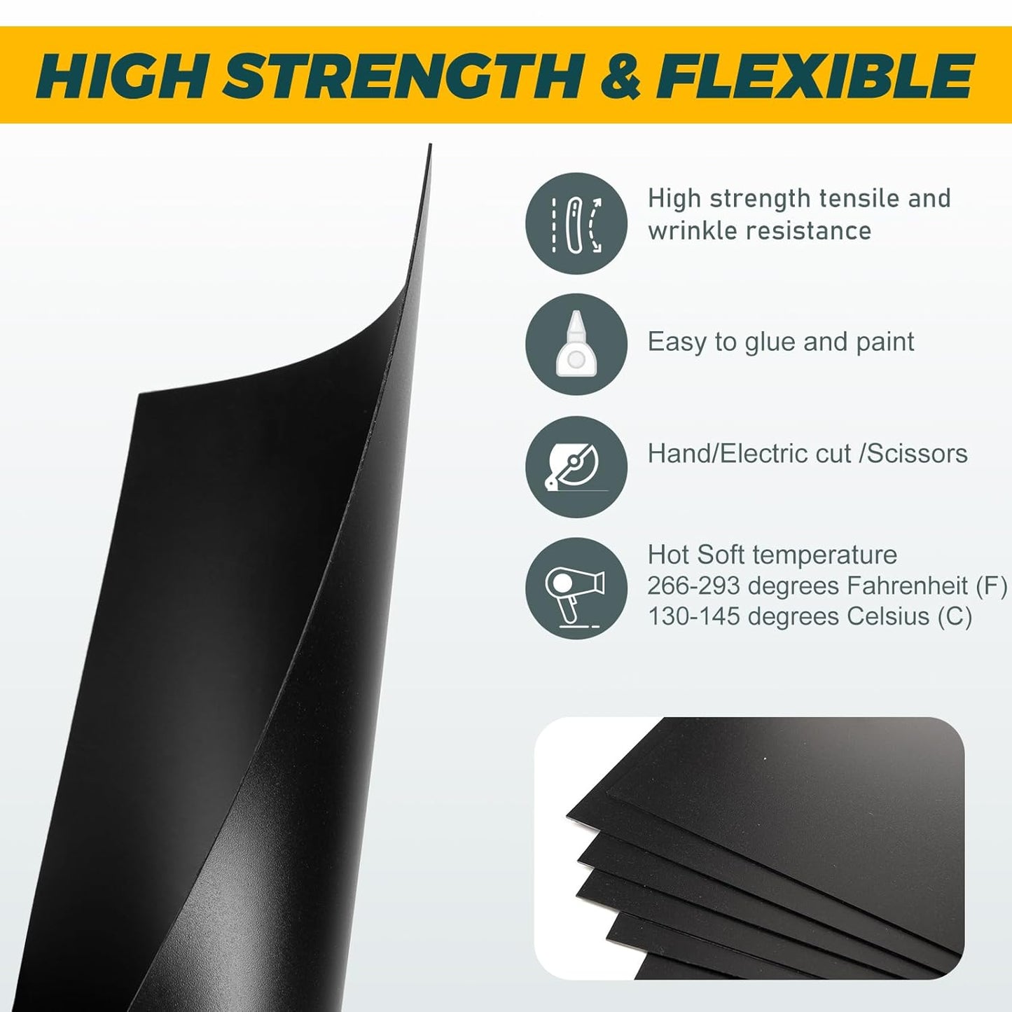 6 Pack Black Plastic Sheet 12x16x0.04 in Flexible High Tensile Plastic Sheets Black Plastic Panel for DIY Materials Handicrafts Home Decoration