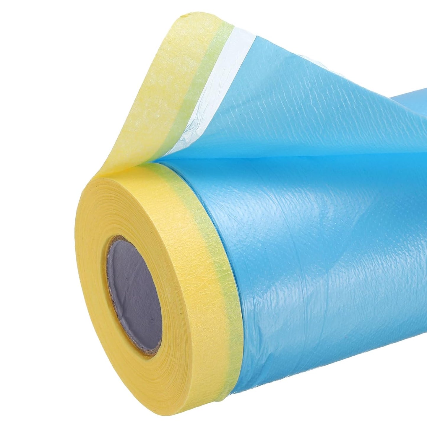 uxcell Pre-Taped Masking Film, 4.9ft x 82ft Plastic Paint Drop Cloth with Medium-Tack Painters Tape for Painting Spraying Protection Blue Film 6Pcs