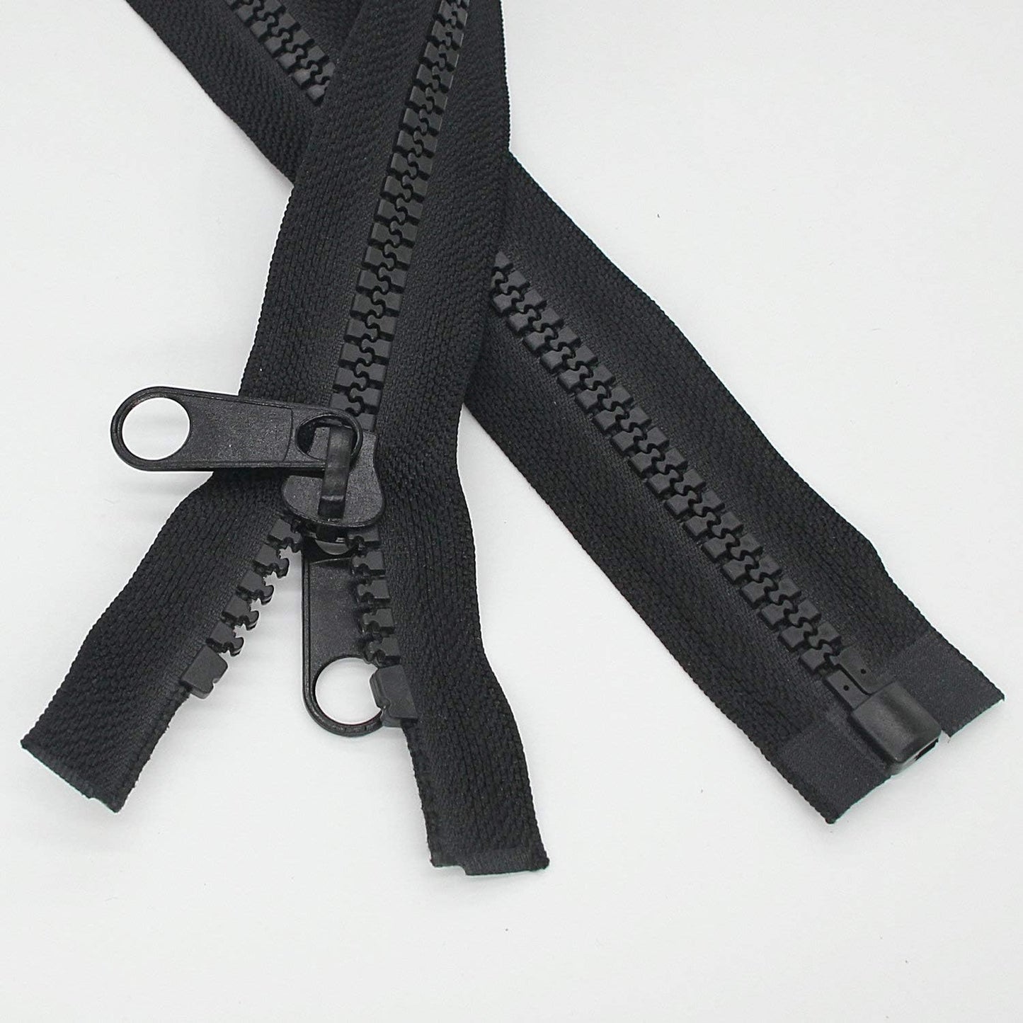Leekayer 1PCS #10 96 Inch Heavy Duty Zippers for Sewing Separating Large Plastic Zippers Black Tape with Double Pull Tab Slider, Sleeping Bag, Boat, Canvas, Cover, Trampoline, Dog Bed,Tent (96" 1pcs)