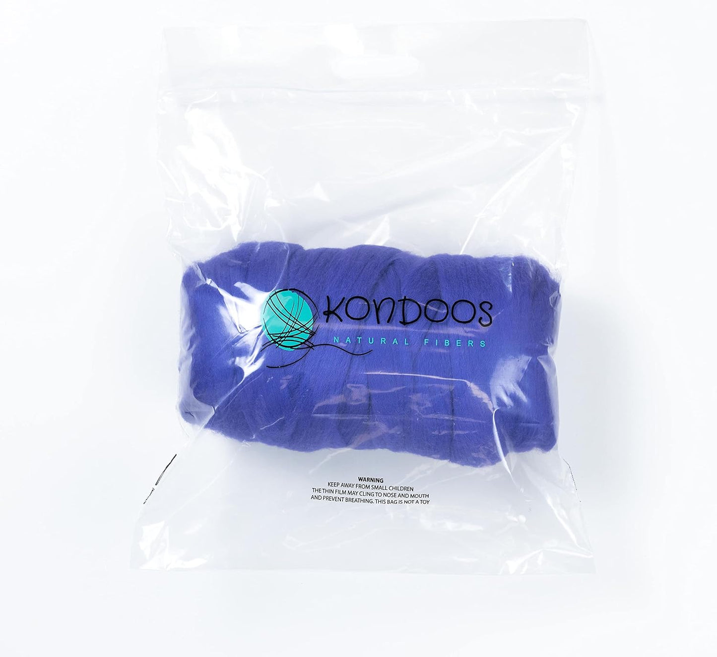 Kondoos Colored Natural Wool roving, 1 lb. Best Wool for Needle Felting, Wet Felting, handcrafts and Spinning. (Purple, 1 lb)