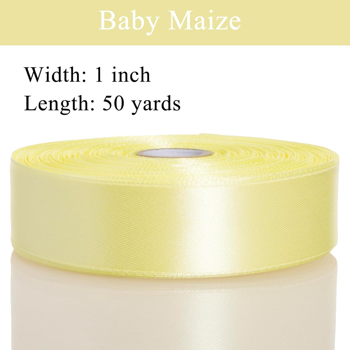 1 Inch Baby Maize Solid Satin Ribbon, 50 Yards Craft Fabric Ribbon for Gift Wrapping Floral Bouquets Wedding Party Decoration