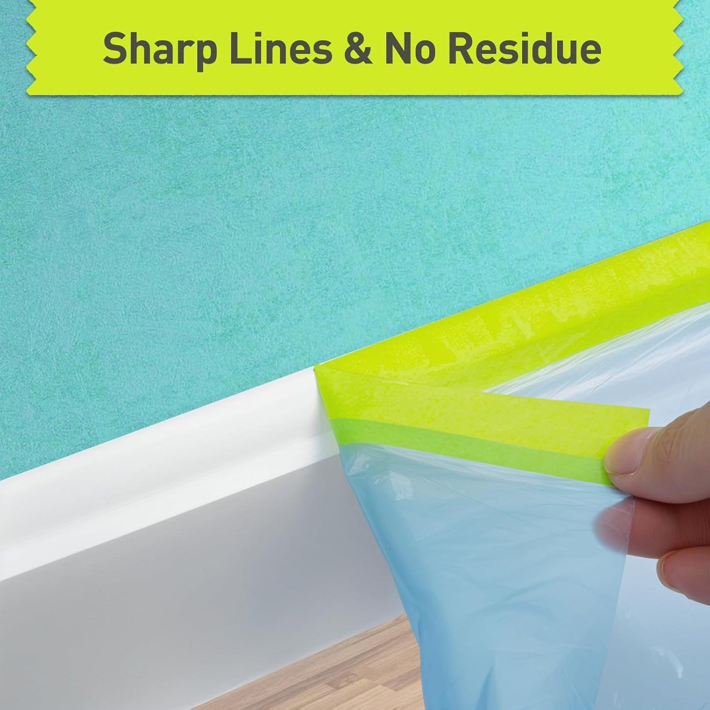 Pre-Taped Masking Film for Painting - 22" x 66' Painters Plastic Sheeting with Automotive Paint Tape and Drape for Covering Cars, Walls, Windows and Furniture Protection (6 Rolls)