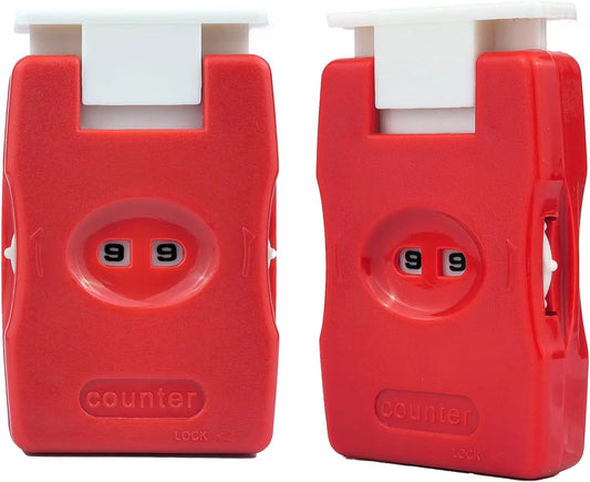 2 Pieces Knitting Counters, Knitting Needle Marking Tool, Plastic Knitting Stitch Counter, Crochet Yarn Row Counter Red