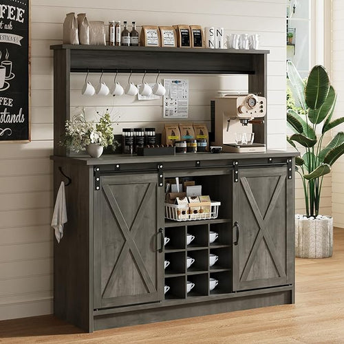 4ever2buy Farmhouse Coffee Bar Cabinet by 4ever2buy