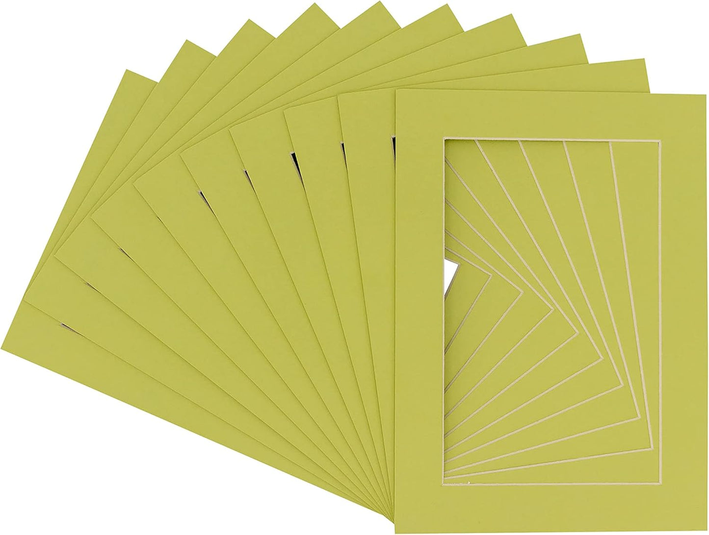 Pack of 25 Acid Free 8x10 Mats Bevel Cut for 5x8 Photos - Pistachio Green Precut Matboards With Backing Boards and Clear Photo Mat Bags For Pictures, Photos, Framing - 4-ply Thickness