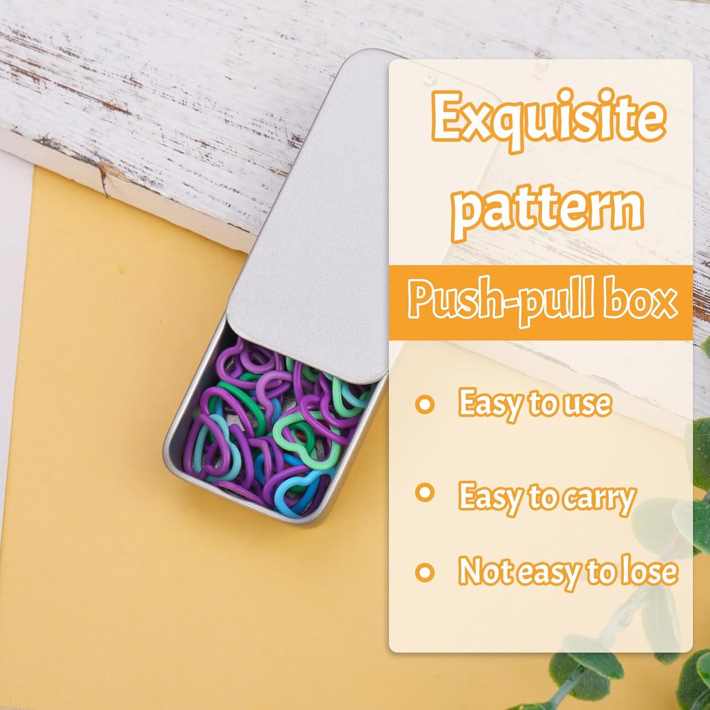 Jmuiiu Heart-Shaped Metal Stitch Markers, 50Pcs Metal Colorful Crochet Stitch Markers for Knitting Crocheting Clothing Tag DIY Craft Project with Storage Box