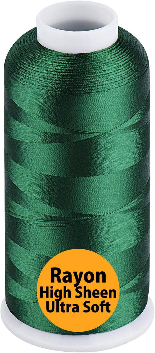 Simthread Rayon Embroidery Thread 5500 Yards, 40wt 100% Rayon Viscose for Commercial and Domestic Machines - Green 1103