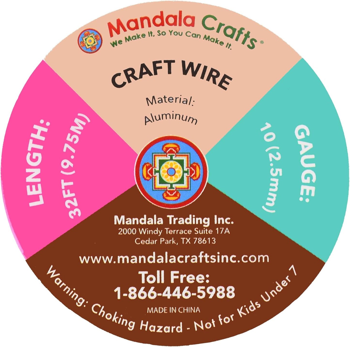Mandala Crafts 10 Gauge Anodized Aluminum Craft Wire for Jewelry Making - 32 FT Colored Flexible Hot Pink Wire - Bendable for Bonsai Armature Crafting Sculpting