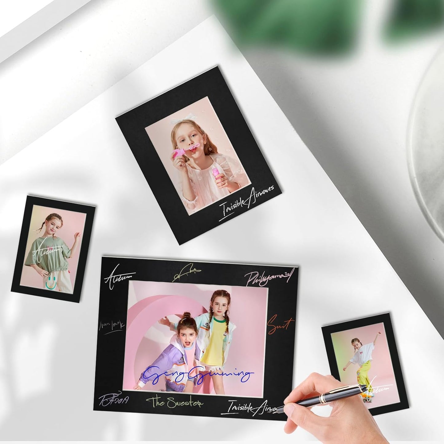 Egofine 8x10 Black Picture Mats Pack of 14, Frame Mattes for 5x7 Pictures, Acid Free, 1.2mm Thickness, with Core Bevel Cut