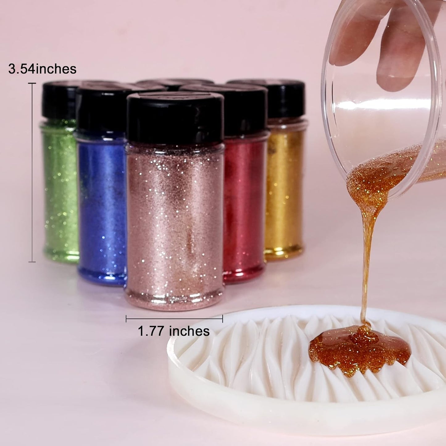 Renfio Ultra Fine Glitter Powder Metallic Resin Glitter 2.11 Oz (60g) PET Flakes Crafts Sequins 1/128" 0.008" 0.2mm Epoxy Chips Flakes for Tumblers Slime Decoration - Hawthorn Rose