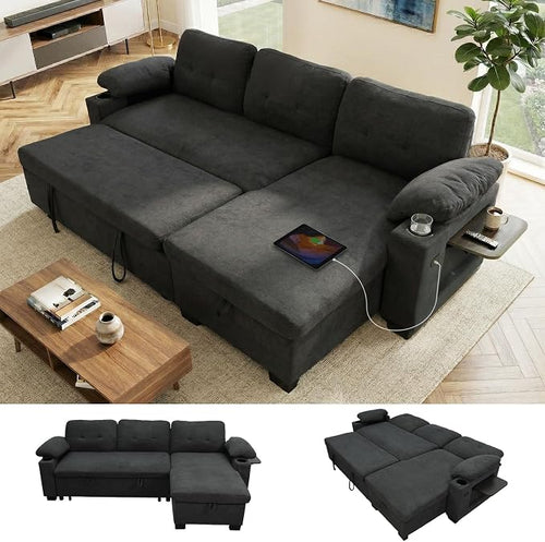 93" L Shaped Sleeper Sofa Bed, Pull Out Sectional Couch by KCGKCG