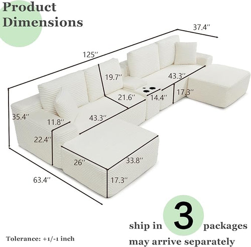 125" Oversized Sectional Couches - Image 2
