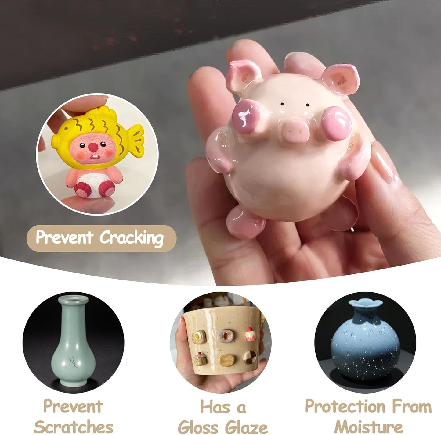 200ml Air Dry Clay Glaze, Clear Clay Varnish for Air Dry Clay Pottery, Waterproof and Scratch Resistant, Design for Air Dry Clay (Matte Varnish), 200ml/Matte