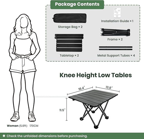 2 Pack Portable Camping Table Foldable, Ultralight Small Folding Beach Table - Image 2