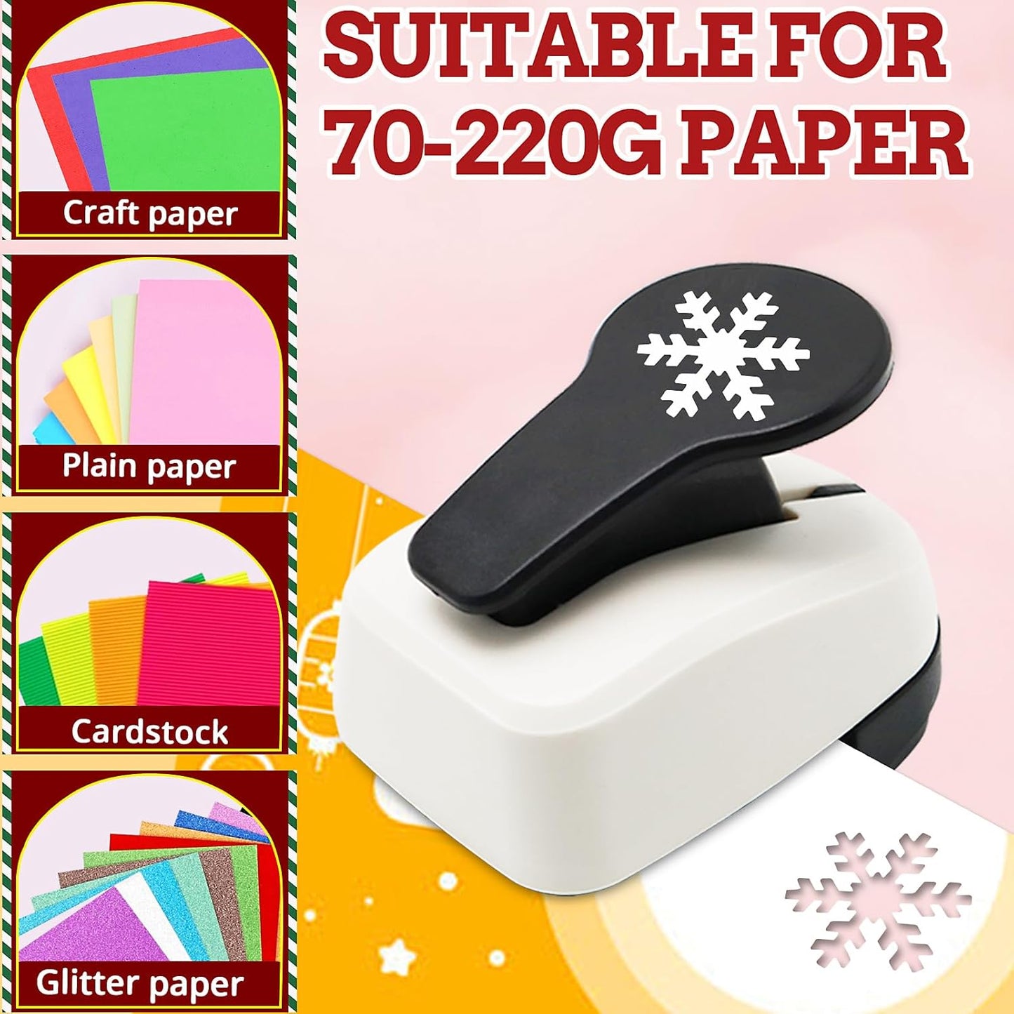 Snowflakes Punch for Crafting, 1 Inch Christmas Punch, Paper Punches for Christmas, Snowflakes Hole Punches, Snowflake Crafts Puncher for Handmade Scrapbook Cards