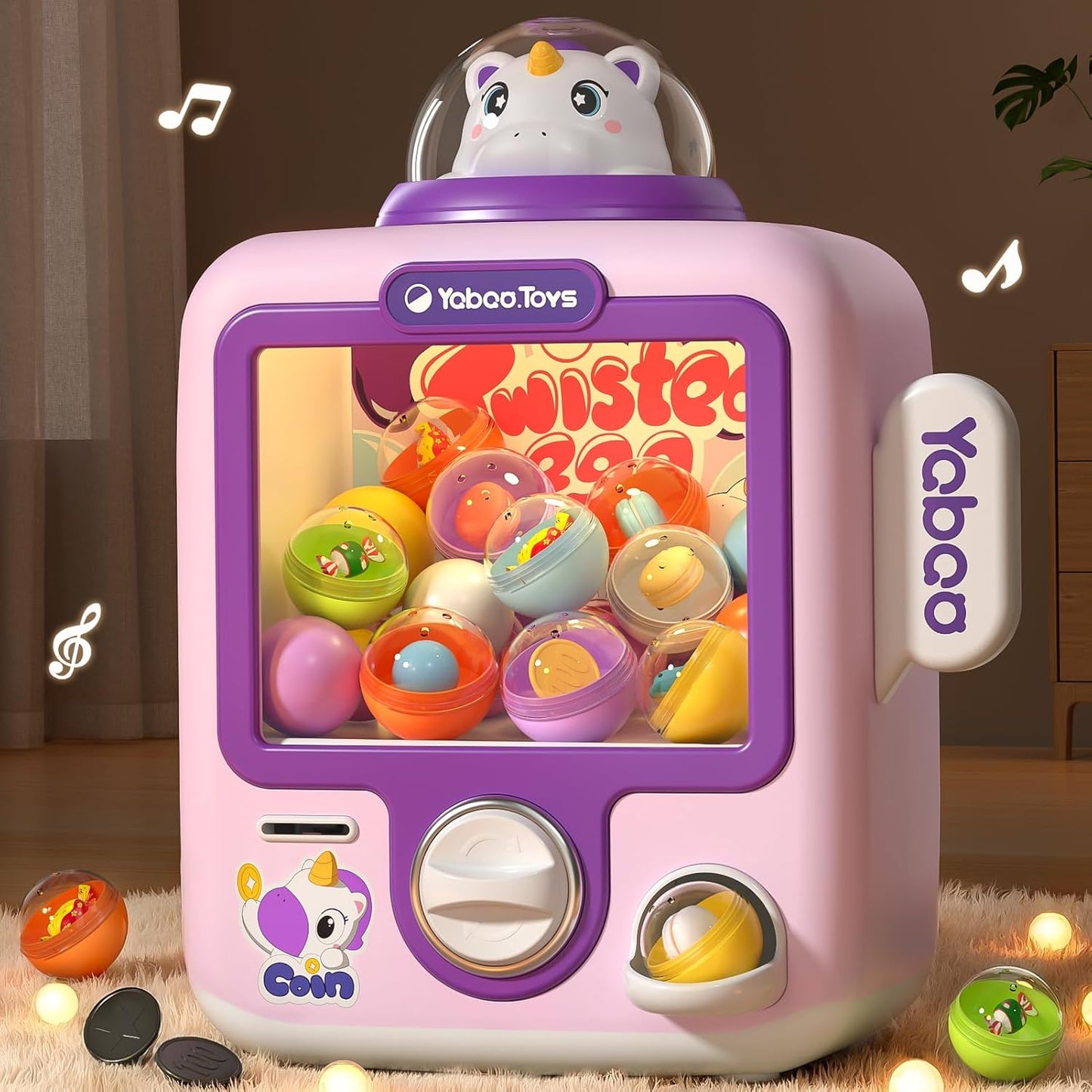 34 Pcs Claw Machine for Kids 3-12, Unicorns Gachapon Machine Toys for Girls 3 4 5 Year Old, Mini Vending Machine, Gumball Prize Machine Maker Game for Party, for Boys Girls 3 4 5 6 7 8
