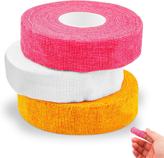 3Rolls Thimble Tape for Hand Sewing Multi-Used Sew Thimbles Nail Finger Protector - Alternative to Classic Knitting Thimbles Adjustable Cotton Tapes for Embroidery Paperwork Carving Sorting Task