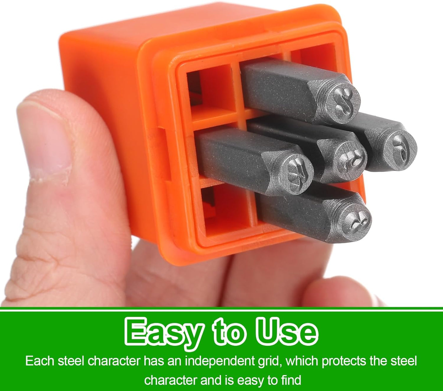 HARFINGTON 36pcs Metal Stamping Kit 3/16" (5mm) Steel Uppercase Letter and Number Punch Set (A-Z / 0-8 / "&" Symbol) Punch Press Tool with Case for Imprinting Metal Plastic Wood Leather