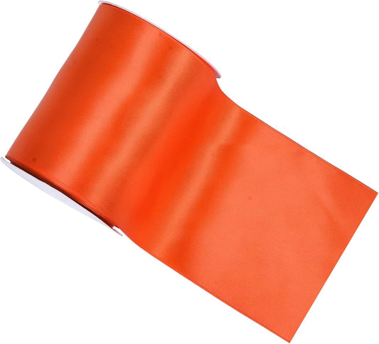 YAMA Orange Double Faced Satin Ribbon, 4 Inch 5 Yards, Great for Crafts Bows Flower Bouquet Wedding Home Decor Gift Wrapping
