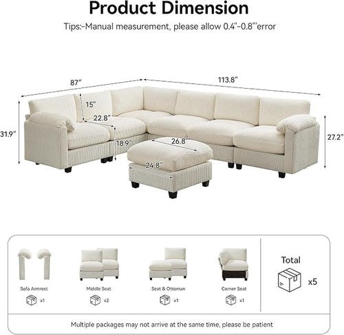 114'' V-Shaped Sectional Cloud Couch - Image 2