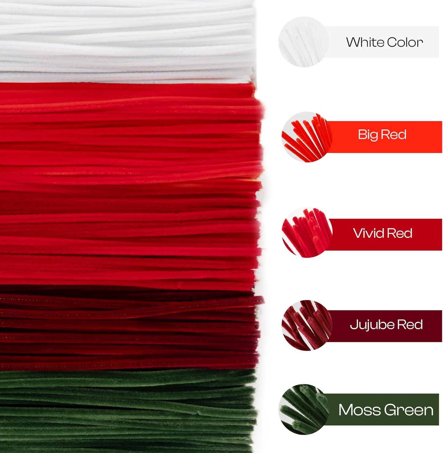 Caydo 500 Pieces Red White Green Pipe Cleaners, Chenille Stems, Pipe Cleaner Crafts for DIY Art and Craft Projects Creative Gift Party Christmas Decorations