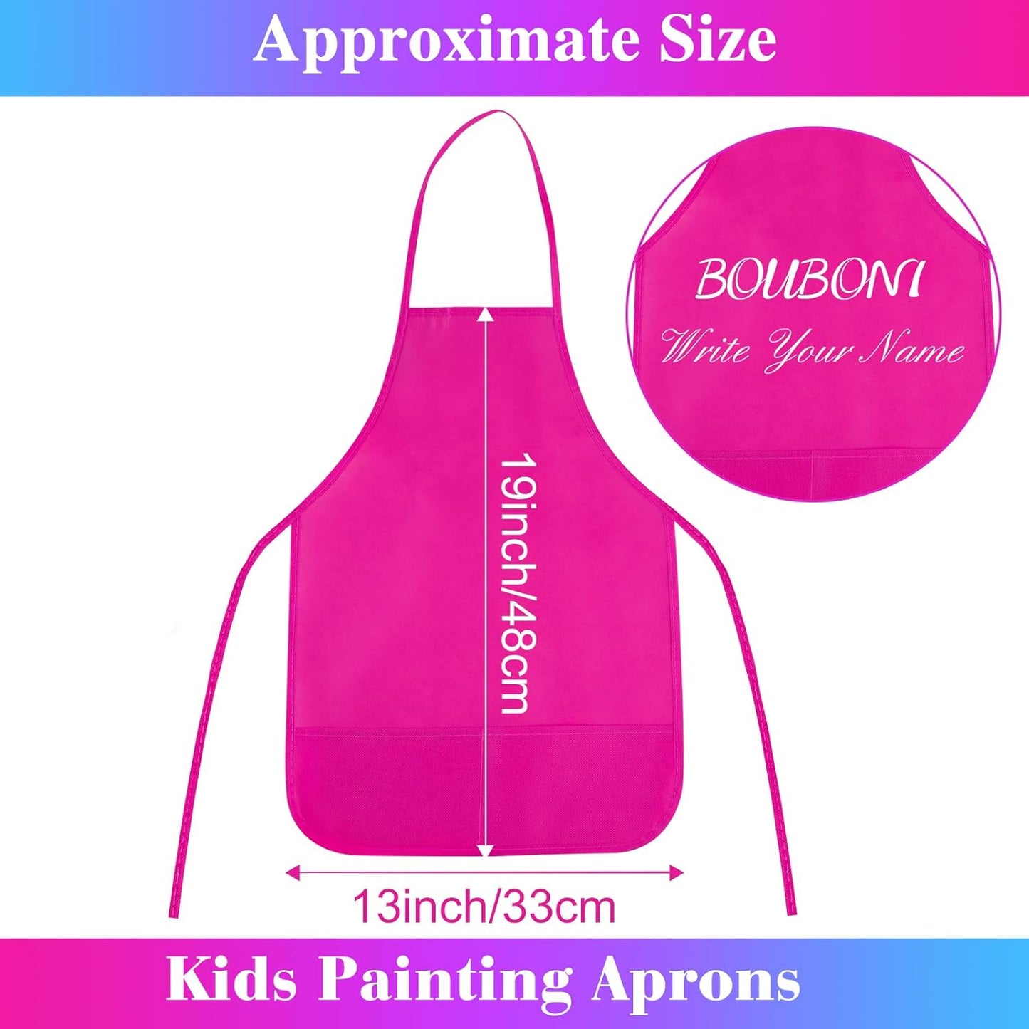 12 Pieces Rose Red Kids Painting Aprons With 2 Roomy Pockets for Art, Painting Activity, Kitchen Crafts