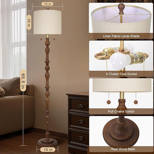 65.5" Natural Real Wood Floor Lamp - Image 2