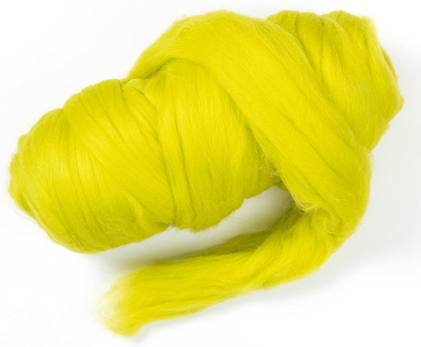 Kondoos Colored Natural Wool roving, 1 lb. Best Wool for Needle Felting, Wet Felting, handcrafts and Spinning. (Green Lime, 1 lb)