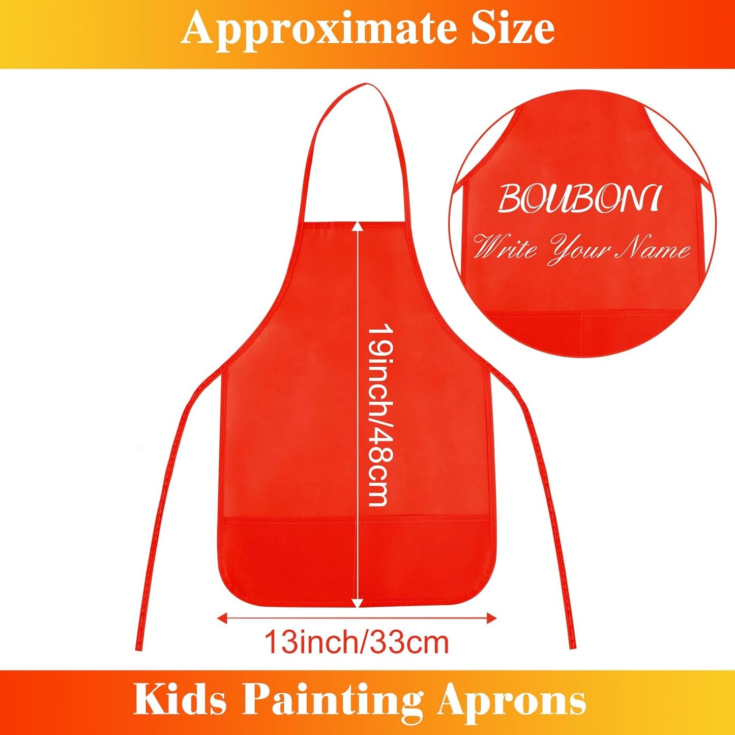 24 Pieces Red Kids Painting Aprons Kids Art Aprons with 2 Roomy Pockets Kids Aprons for Art Painting Activity Kitchen Crafts