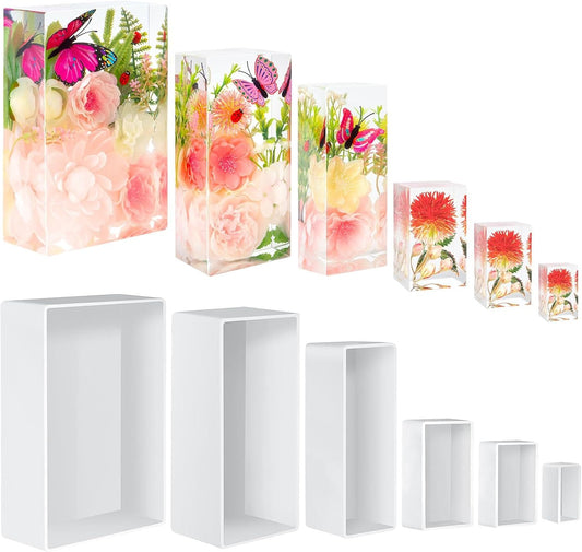 Large Resin Molds Silicone 6PCS Rectangular Cube Silicone Molds for Resin Epoxy Resin Casting Craft Mold for Flower Preservation Bookends DIY Art Home Décor