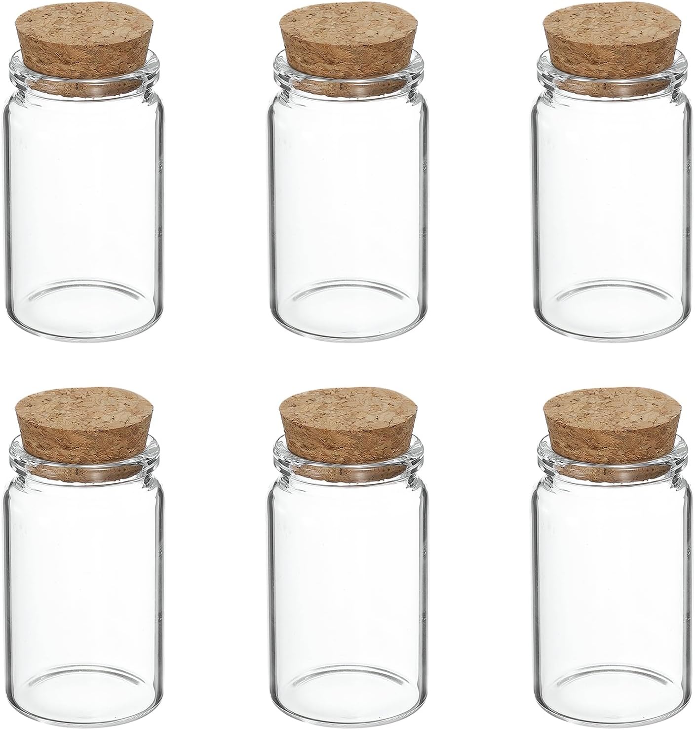 uxcell 6Pcs Mini Glass Bottles with Cork Stoppers, 40ml Small Clear Bottles Glass Empty Jars Vials for DIY Crafts Party Wedding Decor Favors