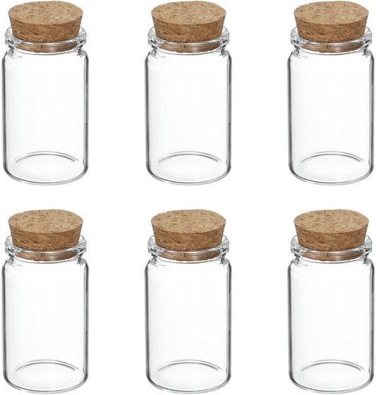 uxcell 6Pcs Mini Glass Bottles with Cork Stoppers, 40ml Small Clear Bottles Glass Empty Jars Vials for DIY Crafts Party Wedding Decor Favors