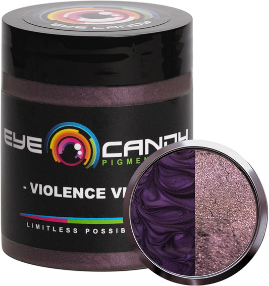 Eye Candy Pigments Premium Purple Mica Powder - Violence Violet (25gr) - for Epoxy, Resin, Soap, Paint, Woodworking, Acrylic Pouring, Bath Bombs, Fishing Lures - DIY Arts and Crafts Additive