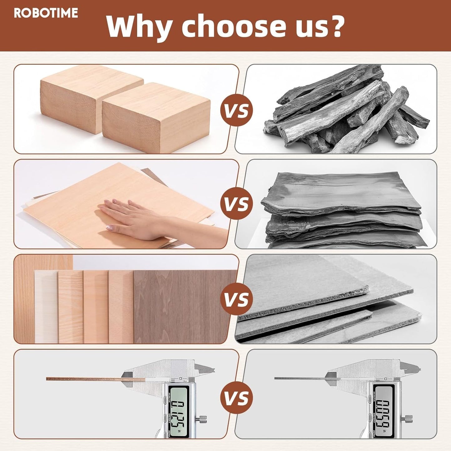 ROBOTIME 6-Pack Laser Wood Sheets 1/8" - 12 x 12 x 1/8 Inch - Cheery - 3mm Plywood for Laser Cutting, Laser Engraving Blanks