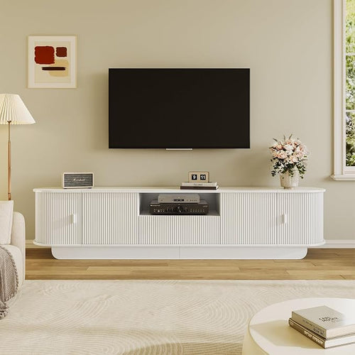 86.61'' Tambour TV Stand for 55-85 Inch, Modern Entertainment Center by ukaocai