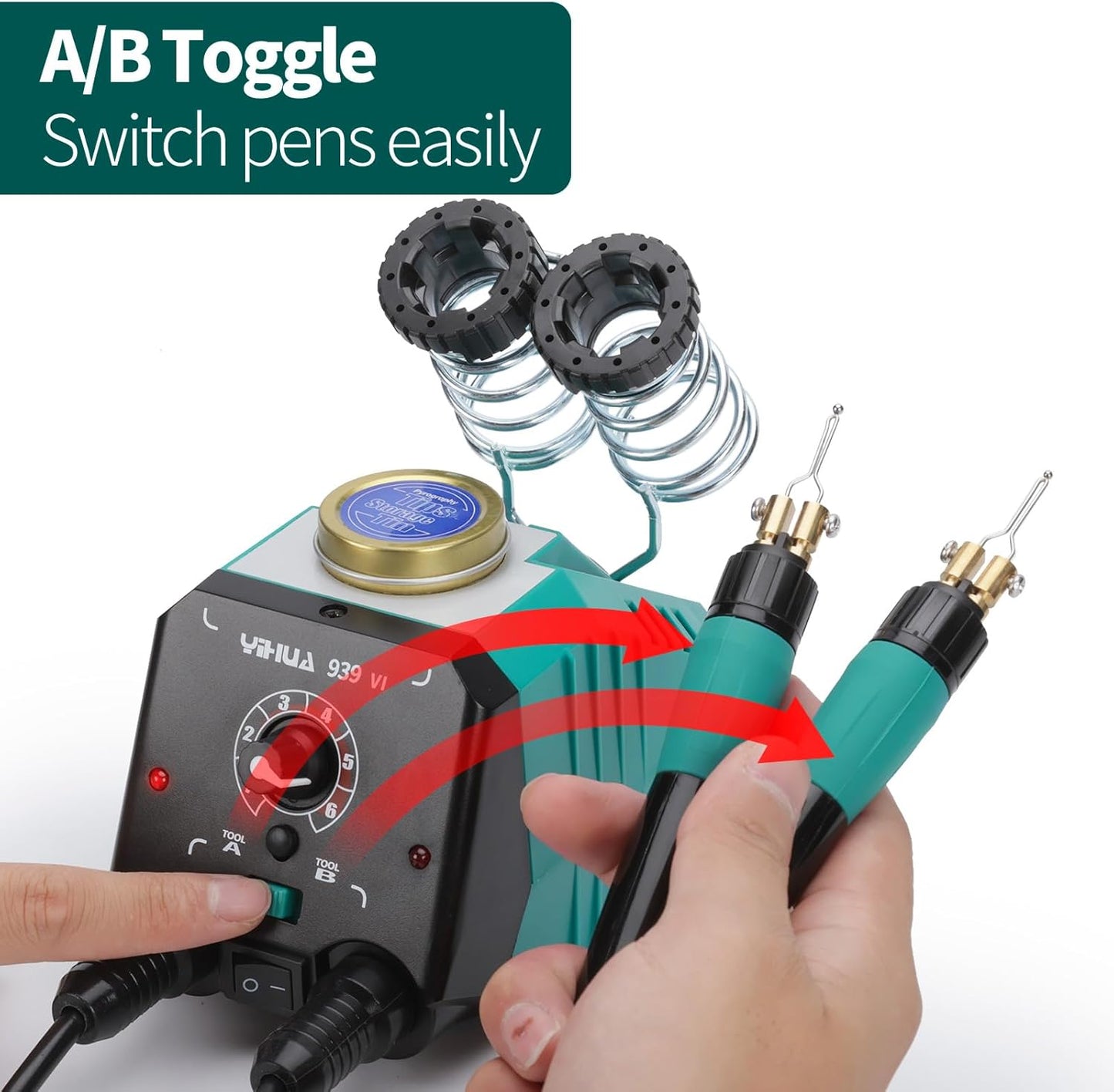 YIHUA 939-VI Dual Wood Burning Pen Wood Burning Kit with 23 Wire Nib in Varied Shapes, Detachable Pyrography Pen, 6 Wood Pieces, 6 Stencils and Screw Driver, Tweezers Used as Wood Burning Tool