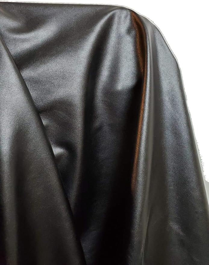 NAT Leathers™ | Black Think Stretch Garment Super Soft Faux Vegan Leather PU | - Image 2
